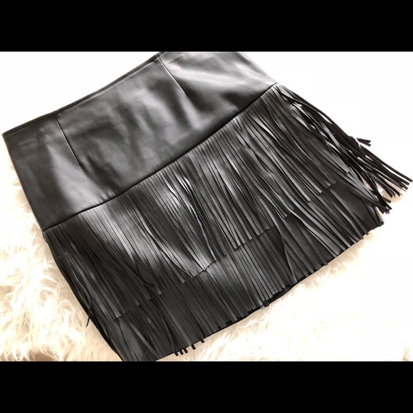 Trouve Dresses & Skirts - Trouvè Black Fringe Mini Skirt